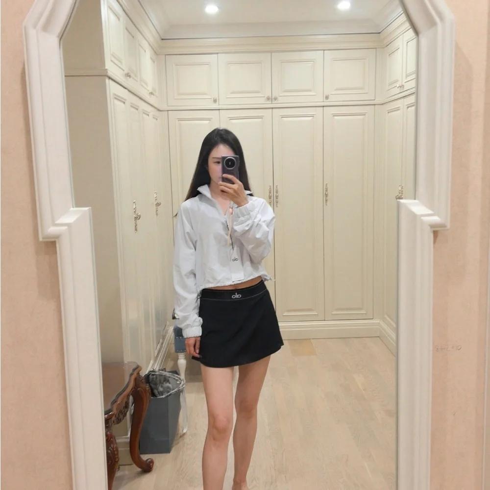Alo Black Athletic Skirt with Logo Waistband